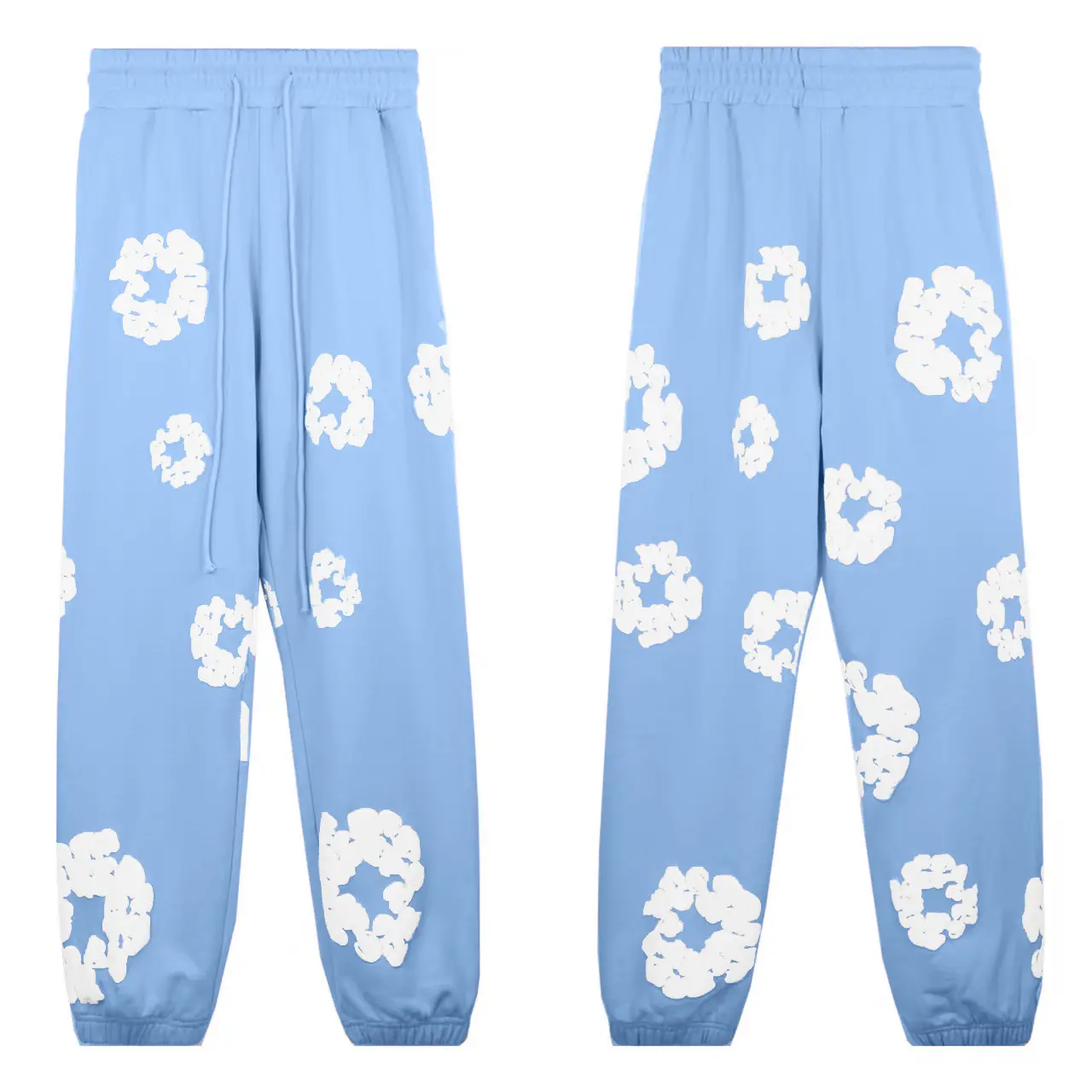 Misty blue pants (white floral wreath)