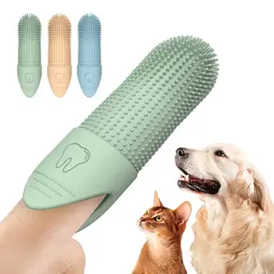 Pet Finger Toothbrush Soft Silicone Dog Cat Teeth Cleaning Finger Brush Oral Care Tool Pet Supplies Gentle Cleaning Reusable Finger Sleeve For Puppy Kitten Daily Dental Care Use