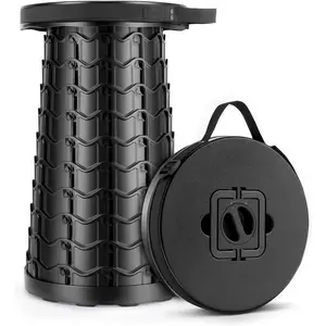 Portable Heavy Duty Collapsible Stool - Wide Seat, Extra Tall & Height Adjustable Stool - Retractable Folding Chair for Camping, Fishing, Hunting & Outdoor