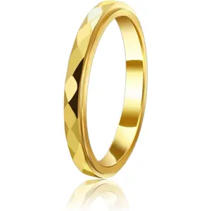 3mm Titanium Steel Anxiety Rings for Women Men Multi-faceted Wedding Band Fidget Rings for Anxiety for Women Rhombus Spinner Ring for Stress Relief Comfort Fit for Engagement