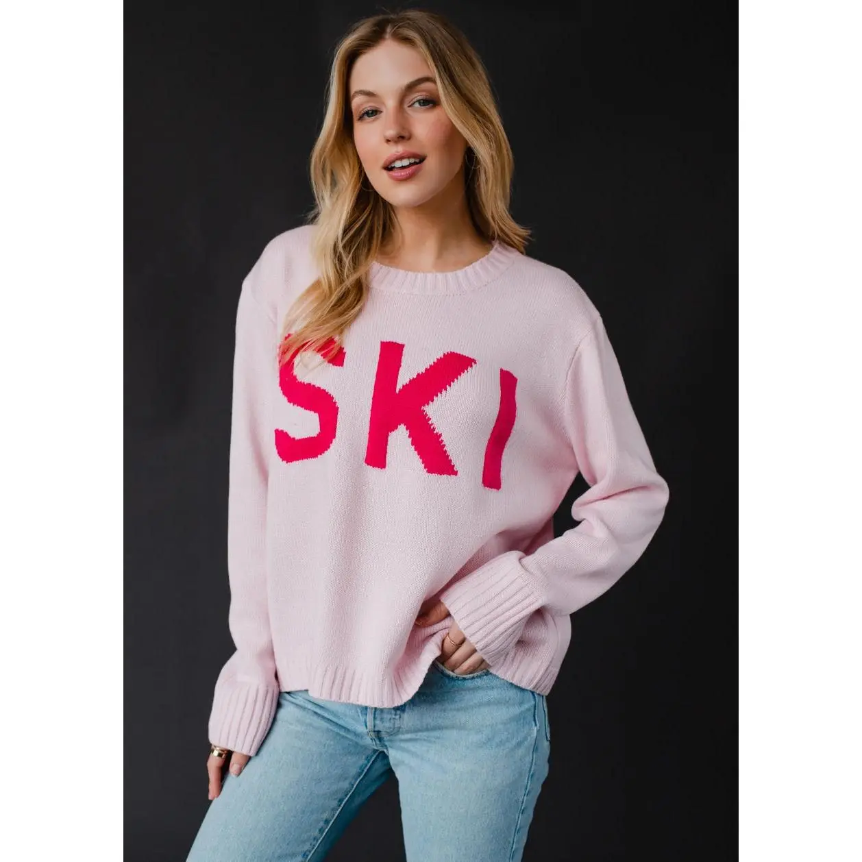 Ski Sweater-Light Pink Essential Knitwear Tops Winter