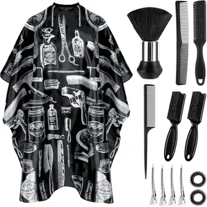 Barber Cape 13Pcs with Neck Duster Brush Adjustable, Extra Long Hair Cutting Cape 63" x 55" Profesional Barber Accessories for Men/Adults/Barber/Salon/Clients/Home/Women