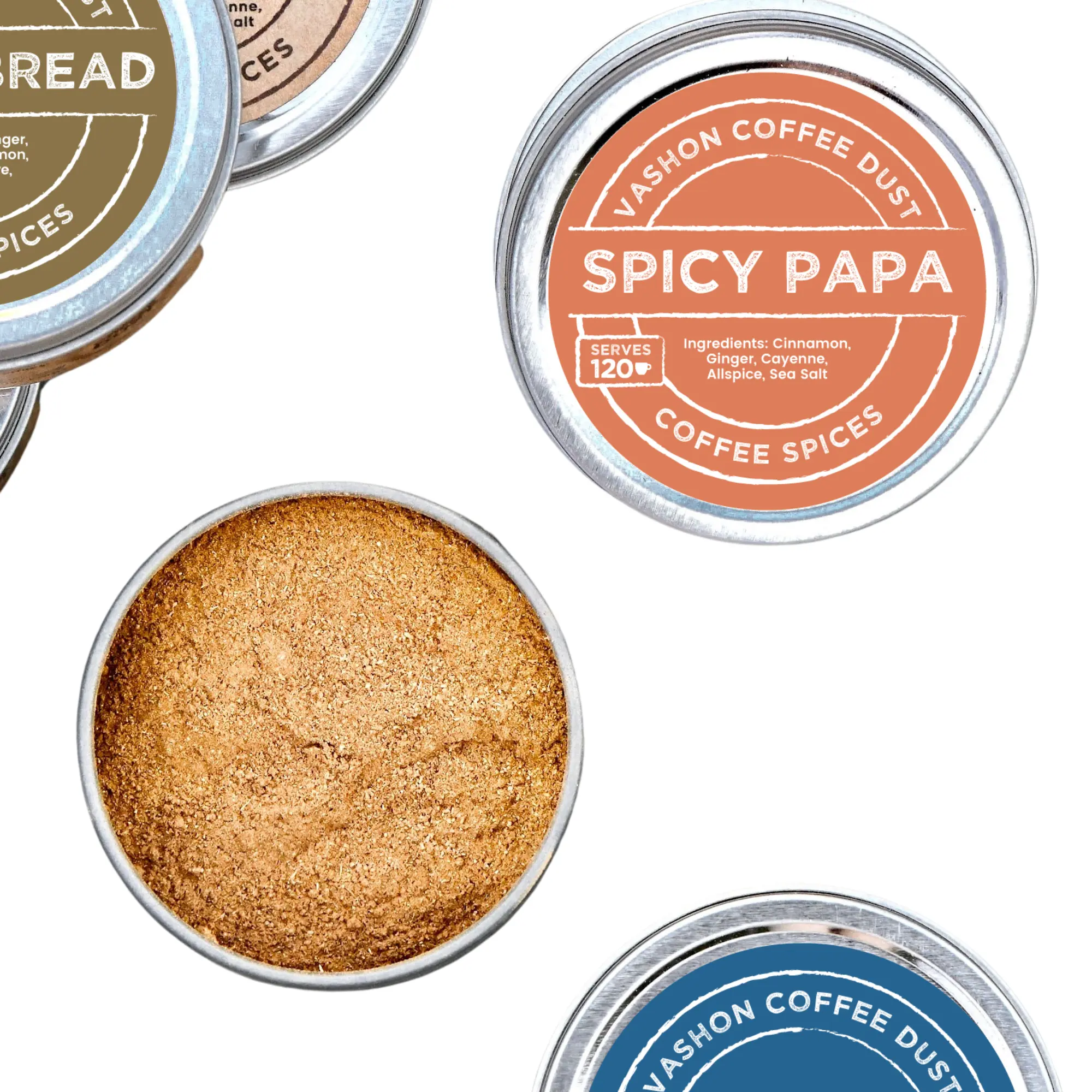 Spicy Papa Coffee Dust | 120 servings | Coffee Flavoring using Spices: Cinnamon, Ginger, Cayenne, Allspice and Sea Salt