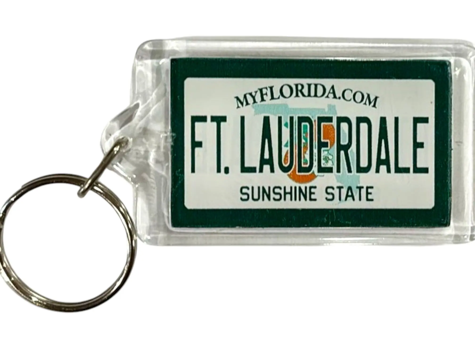 Fort Lauderdale Florida License Plate Acrylic Rectangular Souvenir Keychain 2.5" X 1.5"