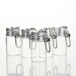 Keychain small bottle 7ml 10ml glass bottle pendant home kitchen storage bottle decorative pendant small gold bean bottle