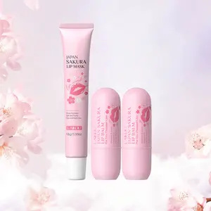 Laikou Sakura Moisturizing Lip Mask 15g & Lip Balm 3.5g X2, Nourishing & Hydrating Lip Moisturizer Lip Care Kit for Soft Lips, Perfect Gift Idea