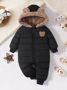 Cute Bear Thickened Warm Baby Winter One-Piece, Outdoor Snowsuit, Casual Fashion, All-Match, Halloween Thanksgiving Christmas Gift