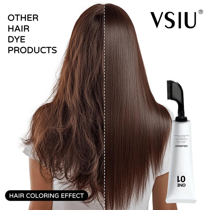 VSIU Hair Dye Brush Enriched with Olive Oil & Aloe Vera Ammonia-Free No Peroxide for Men Women Covers Gray Hair in Dark Brown Black Long Lasting Color with Floral Scent Includes Stain Remover