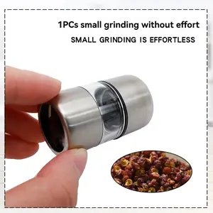 Mini Manual Pepper Grinder, Portable Stainless Steel Round Mill, Adjustable Coarse Fine Modes, Home Kitchen Grinding Tool
