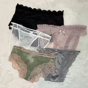 5pcs Women’s Lace & Cotton Panties - Soft, comfy- fashion , High Quality, daily Wear- cotton at bottom part- 2 sizes