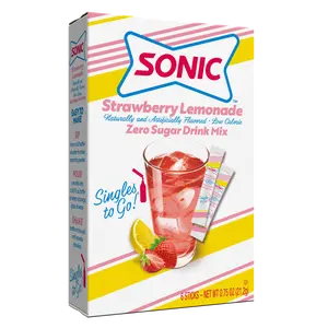 SONIC Strawberry Lemonade Singles To Go Drink Mix, Zero Sugar Water Packets