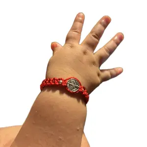 San Benedict Red Braided Bracelet for Babies - Adjustable Fit, Comfortable Soft Material, Customizable Design for Everyday Wear