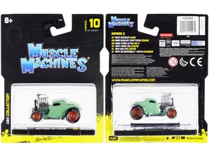 1933 Ford 3W Coupe Light Green 1/64 Diecast Model Car by Muscle Machines