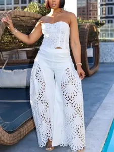 Cutout Tube Top and Wide Leg Pants Set
