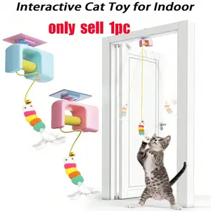Rechargeable Interactive Hanging Door Cat Toy Automatic Electric Hanging Door Toy with Retractable Feather Wand, Fun Chase & Exercise Toys for Kittens Stress Relief & Boredom Buster for Pet Toys Interactive Cat Toy