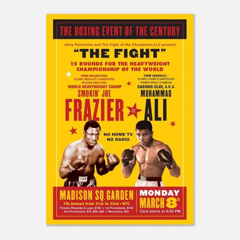 Ali vs Frazier Vintage Boxing Poster Fight of the Century, 19711 - [No Frame]