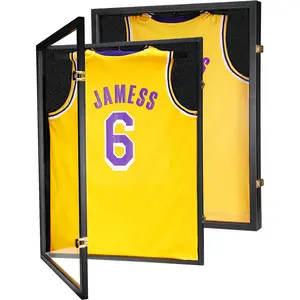 [UV Protection Jersey Display] 2pcs Sports Jersey Display Case Bundle - Shadow Box Frames - 98% UV Protection, Hangers, Acrylic Cover, And Valet Pinboard
