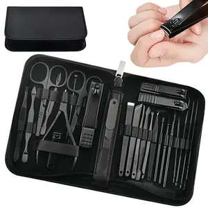 LMMAKE 26Pcs Manicure Set with Comedone Extractor,Professional Manicure Pedicure Kit in Travel Case,Stainless Steel Nail Care Tools Set with Blackhead Remover Tool,Nail & Skin Care Kit/Women Men Home Use