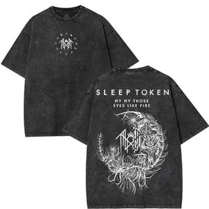 Sleep Token Flowers Heavy Metal Gothic Y2K Oversized Music graphic tees Acid Washed Tshirts, otg clothes sleep token merch men gifts Cotton Fabric