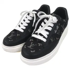 Pre-owned Louis Vuitton Calfskin Small Leather Goods Monogram Denim Low Cut Sneakers