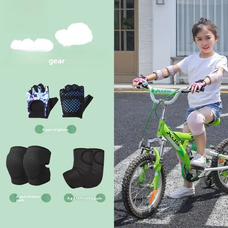 Knee pads elbow pads  gloves [black] six-piece set