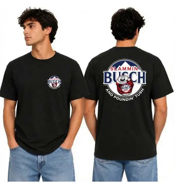 Busch T-Shirt, Busch Slammin Busch Hard Apple Graphic Tee, Funny Vintage Retro Beer Design Shirt, Black Summer Apparel, Perfect Gift For Men and Women