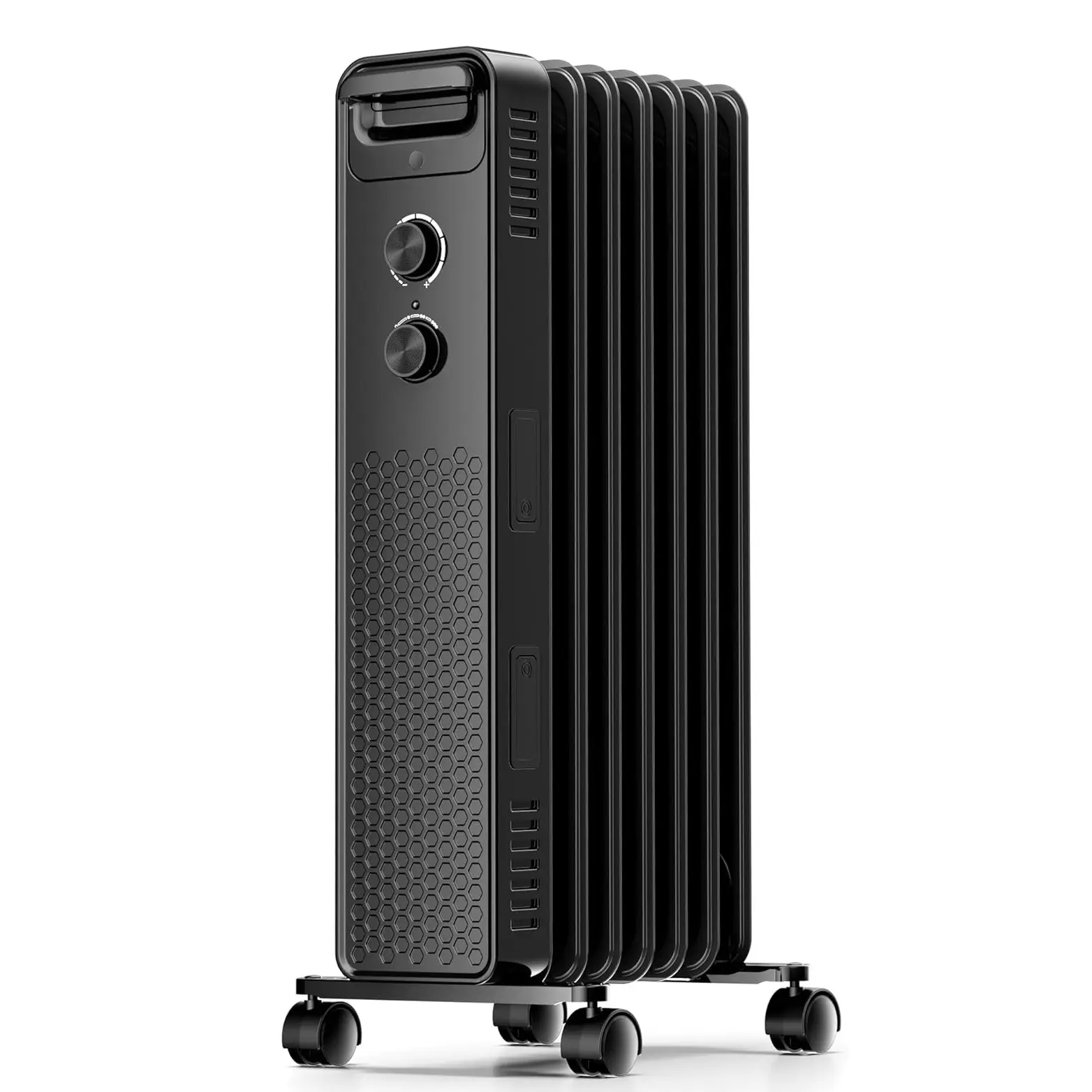 Portable Electric Radiator Heater, Space Oil Filled Heaters with 3 Heat Settings, Adjustable Thermostat, Overheat & Tip-Over Protection For Indoor Use,1500W (Black) summerwins