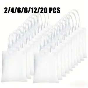 2-pack/4-pack/6-pack/8-pack/12-pack/20-pack of high-quality, unisex, minimalist, natural-colored, blank, large, thickened canvas tote bags—perfect for painting, sewing, stickers, and DIY crafts; ideal as picnic bags, daily tote bags,