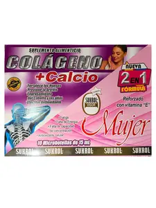 2 en 1 Colageno y Calcio Mujer - 10 Ampollas bebibles - Calcium and Collagen Vitamin Supplement for woman - 10 drinkable bottles