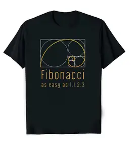 Men's Math Geek T-Shirt - Black with Golden Ratio & Fibonacci Sequence Graphic - Lightweight Breathable Cotton Tee for Everyday & Formal Wear - Ideal for Math Lovers & Designers - All-Season Comfort Fit, Casual Round Neck, Comfortable Fit Shirt