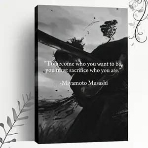 1pc (Framed Frameless Poster Optional) - Miyamoto Musashi Samurai Japanese Calligraphy & Sword Quote, Authentic Samurai Artwork for Living Room, Office, Study - Historical Japanese Decor, Print, 2D Flat, Perfect for Room Decor