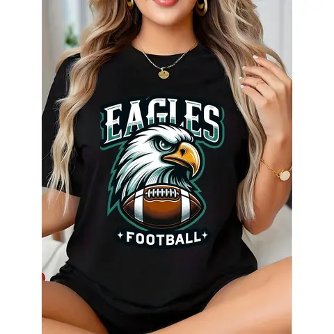 Eagles Football Team Graphic Shirt For Women And Men, Eagle Head With Football Design, Sports Fan Apparel For Game Day And Casual Wear,