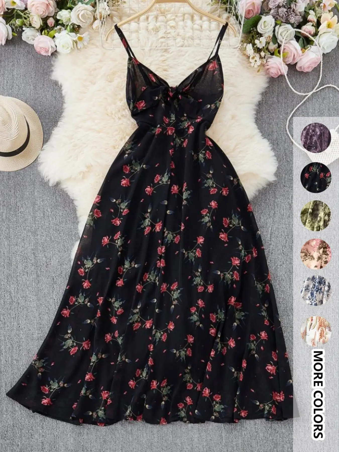 Women's Boho Style Floral-Print Spaghetti Strap Cami Dress, Bohemian  Fashion Casual A-Line Dress for Beach Holiday Vacation, Perfect for Summer  - TikTok Shop