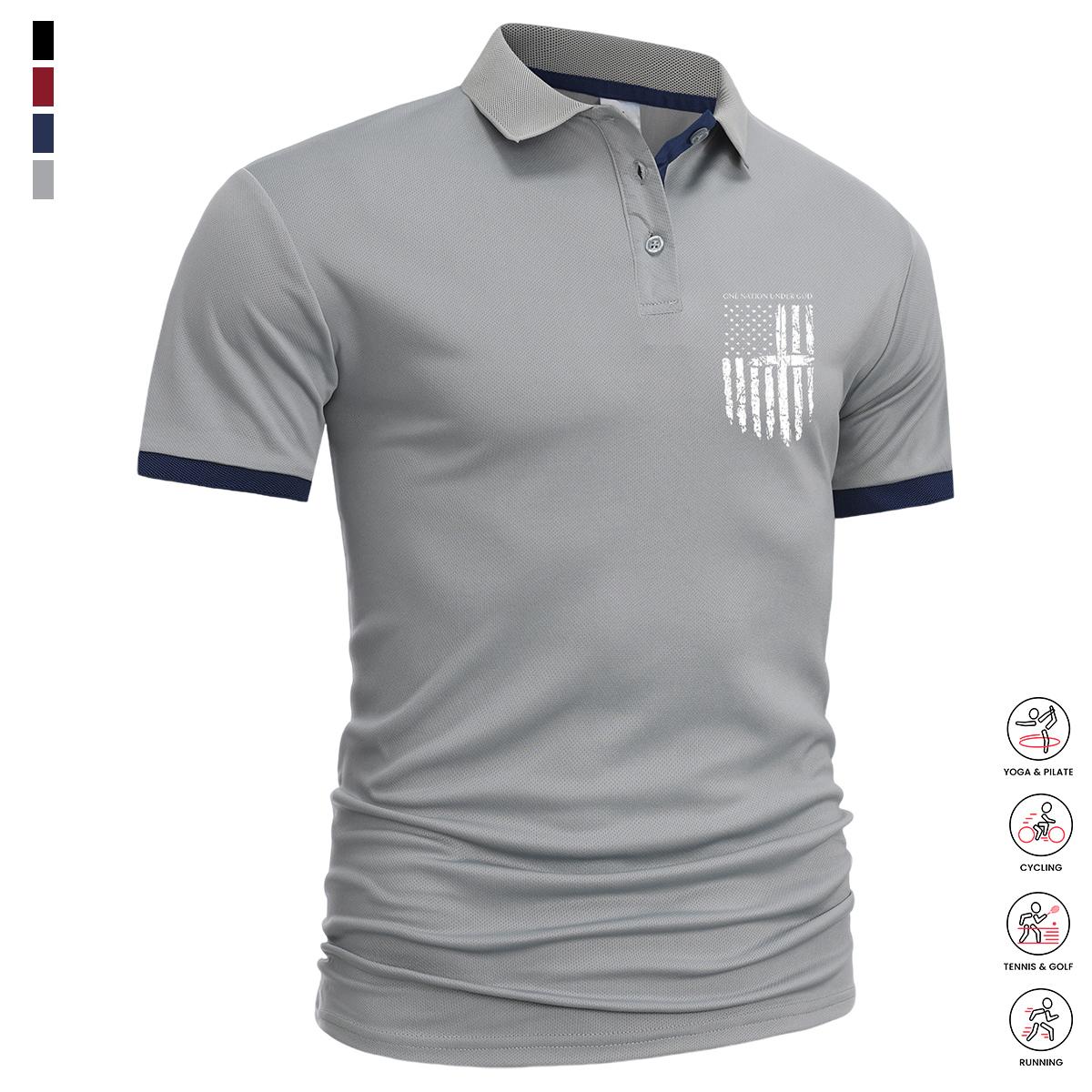 Men’s summer essential 6-pack polo shirts—simple commuter style with contrast stripe accents at the collar and cuffs; versatile short-sleeve design suitable for business meetings, friend gatherings, sports, fitness, and more.
