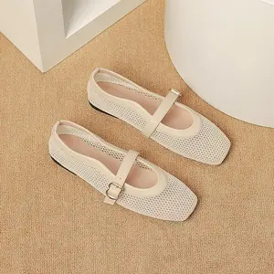 Women'sMeshBalletFlats,BreathableCasualSquareToeSandals,FashionableComfortSoftSoleFlatsGirlShoe