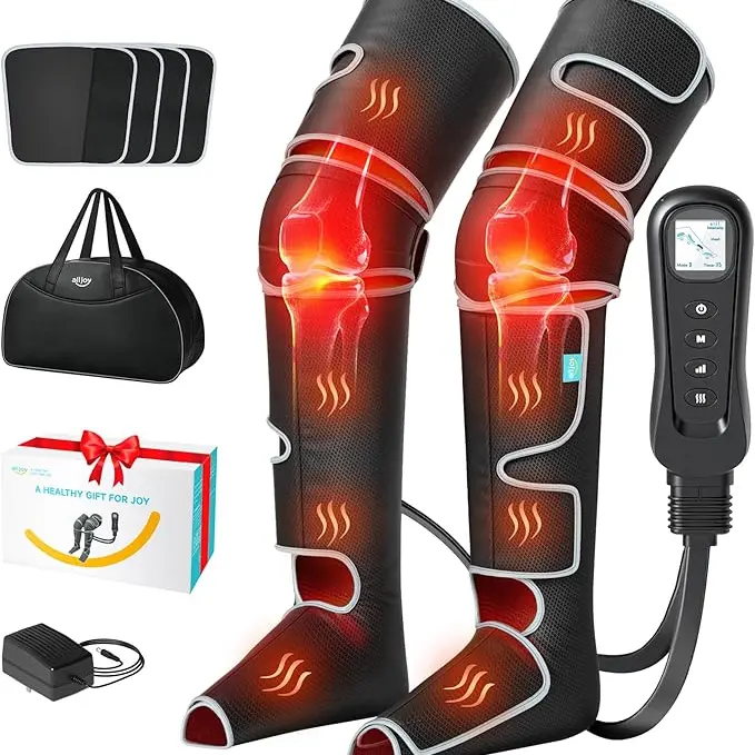 Alljoy Adjustable Leg Massager 2 Heat Levels, 5 Massage Modes, 4 Intensities, FSA Eligible, Soothes Sore Muscles & Tired Legs, Ideal Adult Gift