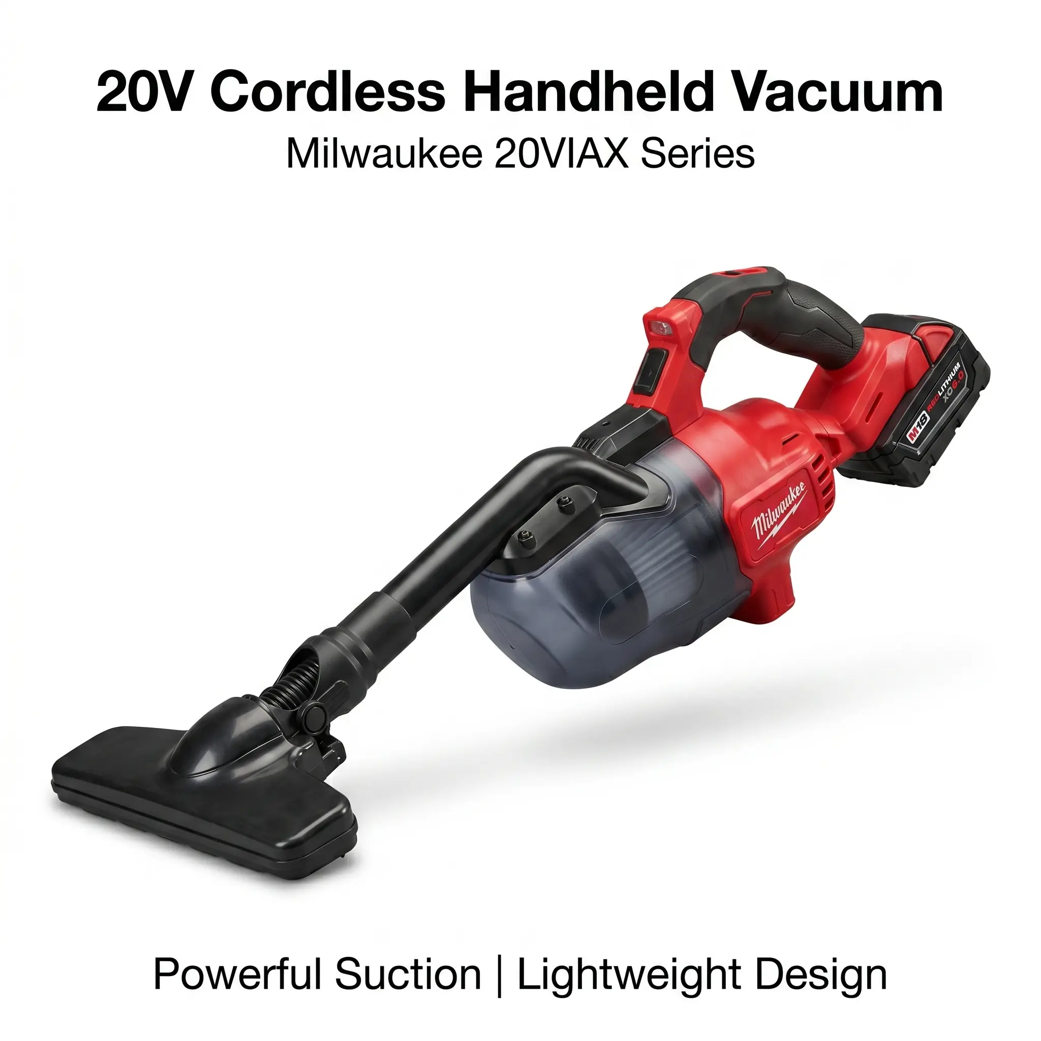 Milwaukee 20VIAX Cordless Hand Vacuum, Lightweight 1.5kg Design For Workshop Vehicle Household Cleaning, High Suction 400W Portable Handheld Dust Cleaner With Complete Nozzle