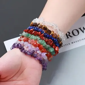 30 PCS Natural Crystal Crushed Stone Bracelet Irregular Beads Elastic Rope Jewelry