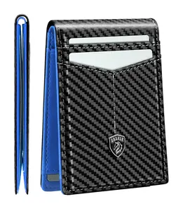 Men's ultra-thin wallet - Leather men's wallet - RFID shielded front pocket double fold wallet - Thin credit card with gift box, Father's Day gift