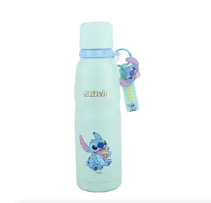 Disney Stitch Series 600mL Insulated Water Bottle with Keychain - Cute & Portable for On-the-Go Drinkware Bottled Tumbler Stainless Great Gift