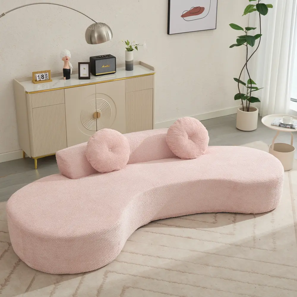 Pink + Upholstered + Foam + 3 Seat