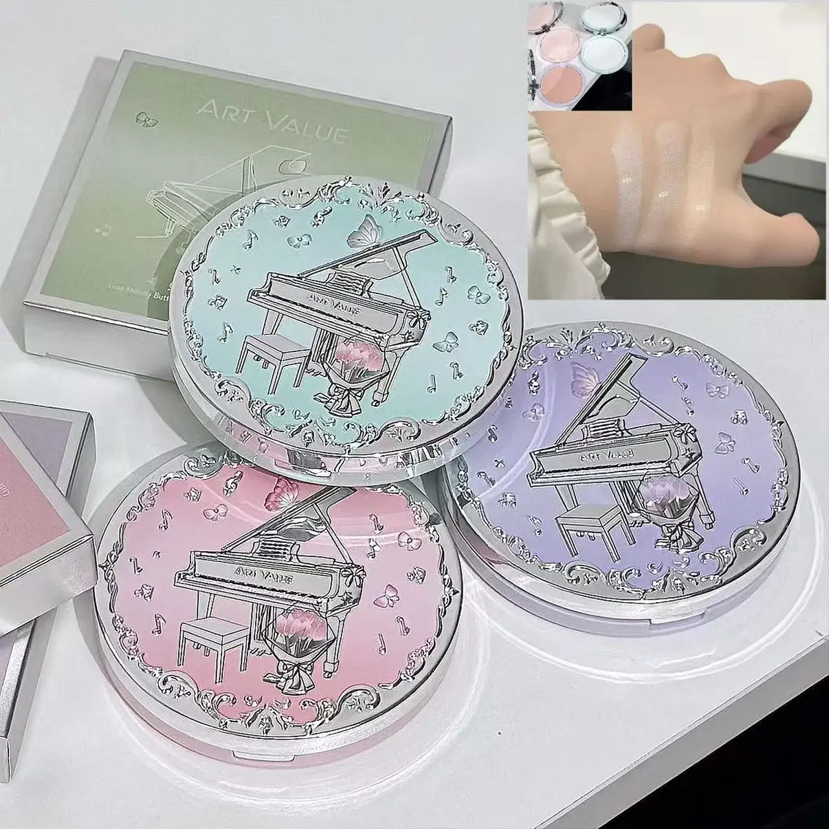 Qinyin Butterfly Dream Silk Powder Blush, Creamy Natural Finish, Long-Lasting Matte Makeup, Suitable for Any Skin Tone, Includes Mirror, Makeup Beauty Cosmetics, Cosmetic Product