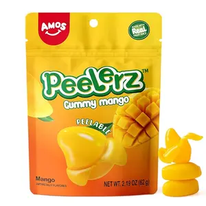Amos Peelerz Mango Gummy Candy, Peeleble Gummy Mango Peeling Candy, Valentine's Day Gift Candy Resealable 2.19oz Bag
