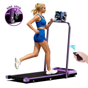 Colorful Handrail Adjustable Incline Folding Treadmill, 300lbs Weight Capacity, Quiet Motor, Dual Shock-Absorption System – Easy to Move with Wheels & Remote Control, Includes Free Resistance Bands