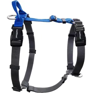 Non-Restrictive No-Pull Dog Harness Neck Buckle Design Six Points Adjustable Easy Walk Harness for Medium Dogs 21-30 Inch Chest Blue/Black