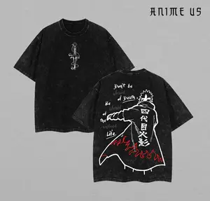 Namikaze Minato Naruto Anime Double Printed Vintage Washed Tee Unisex Oversize Anime Manga Washed Heavyweight Cotton T-shirt, Gift For Anime Fan, Anime Lover