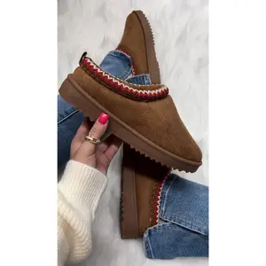 Annis Slip On Bootie - Fur Comfy Bootie - Stitch Detailing 