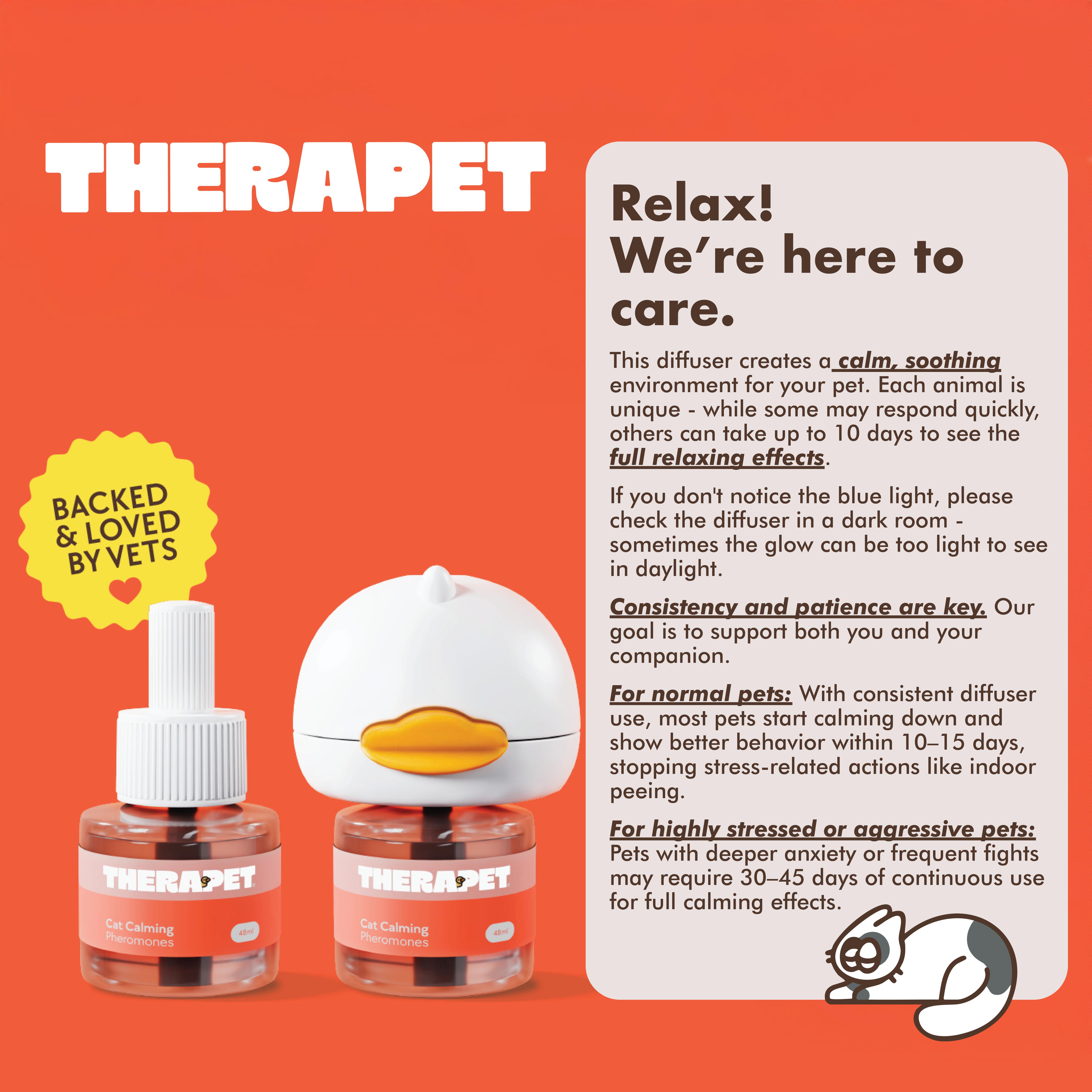 TherapetMD 60-Day Cat Calming Diffuser - Helps with Stress, Pee Spraying, Cat Fighting, Aggression, Excessive Meowing & Scratching - 60-Day Refill Included - Packaging May Vary - Results May Vary