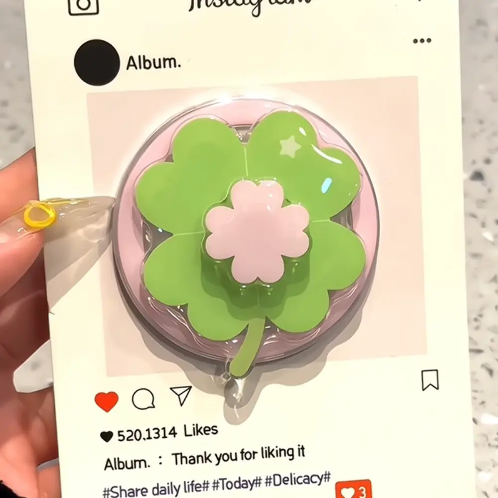 Clover Shape Metal PopSocket Phone Stand - Cute Rotating Grip, Korean Cartoon Universal Cellphone Holder for iPhone 15, Samsung Mobile Devices, Model CX-0700