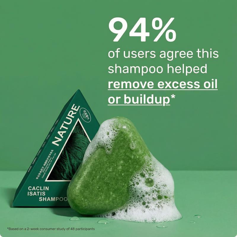 Nature Triangle Shampoo Bar Usman Grass Green Herbal Soap for Hair Growth Clean Oil Control with Polygonum Multiflorum Coconut Ginseng 80g Pack